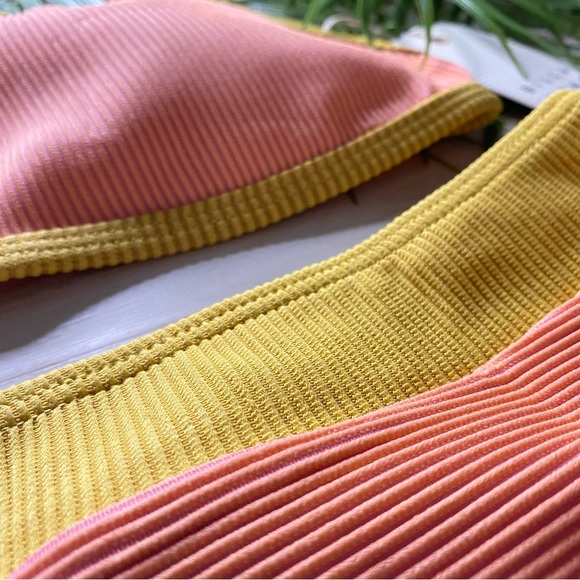 Billabong 💛 Color Block Square Bralette Bikini Top | Hi Maui Cheeky Bottom - Picture 4 of 15